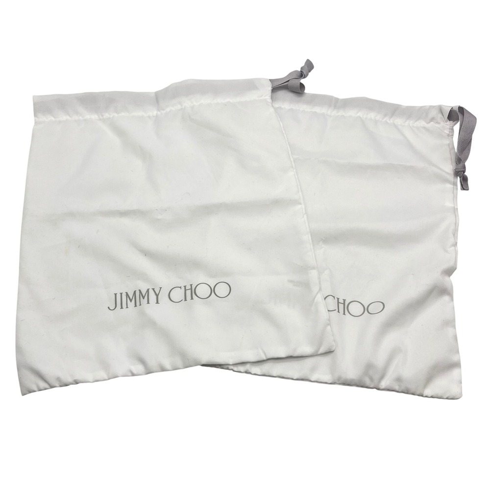 Jimmy Choo Set of 2 White Logo Drawstring Dust Bags